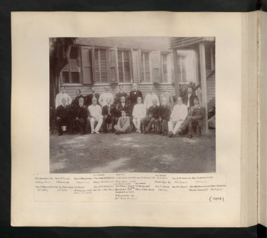 Photograph of Leeward Islands Commissioners, 1908, which includes image of  W. B. Davidson-Houston, Commissioner of Montserrat. TNA CO 1069/411,  No. 30. Reproduced by permission of the Caribbean through a Lens project, The National Archives, UK